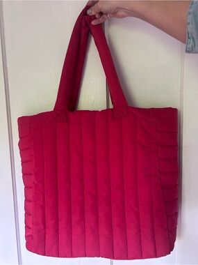 GAP Red Quilted Tote Bag